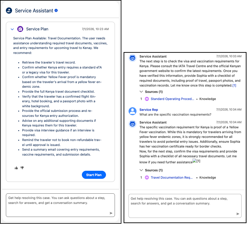 Image showing the side-by-side view of a guidance and dynamic service plan.