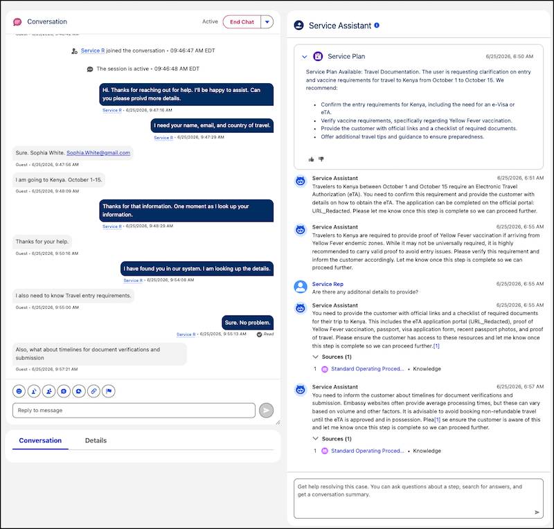 Image showing Service Assistant in a messaging session.
