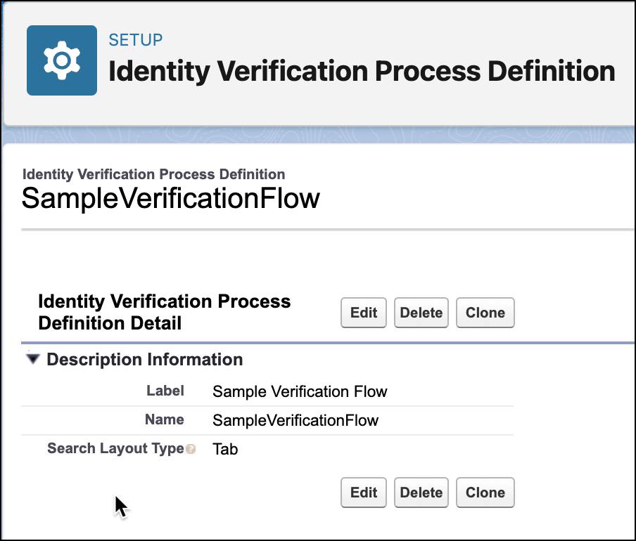 Predefined Identity Verification Process Definition record.