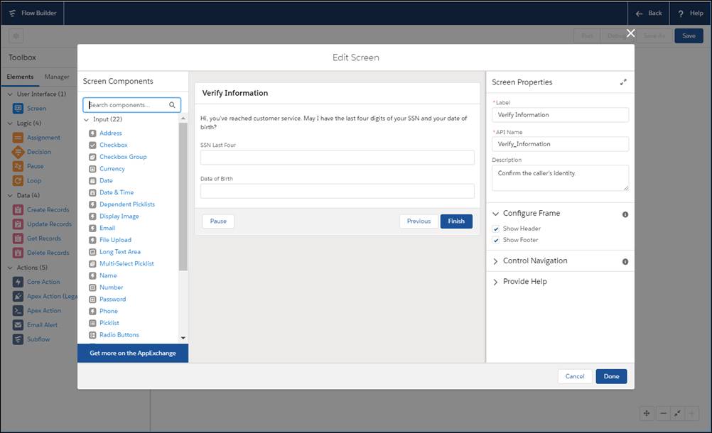 Utilisez l’outil Flow Builder pour créer des flux.