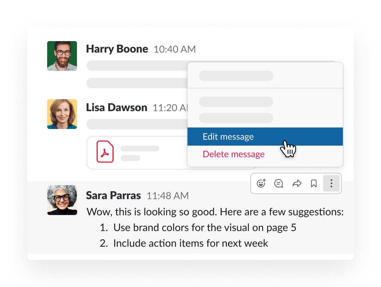 Modification d’un message envoyé dans une conversation Slack