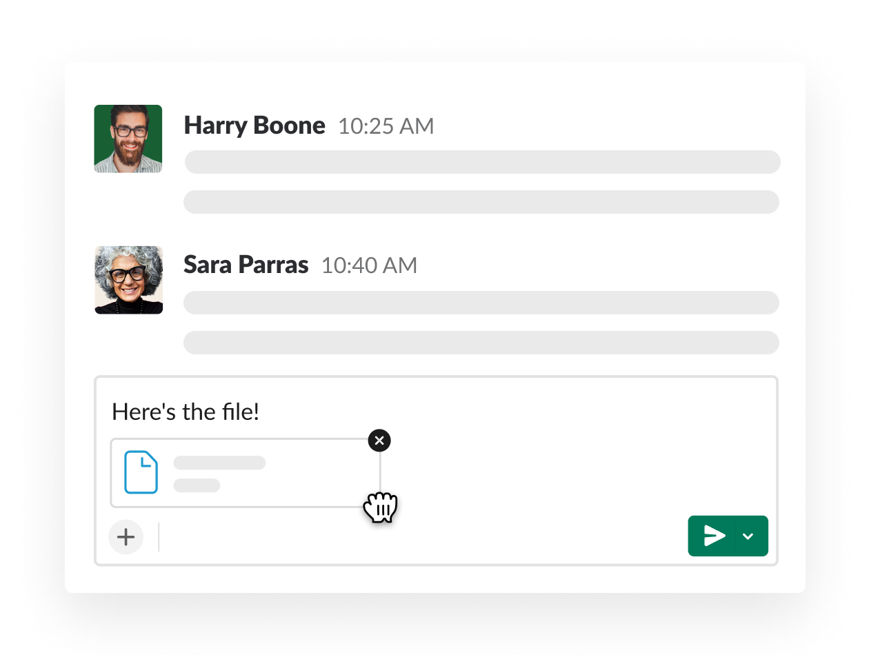 メッセージフィールドから Slack にファイルをアップロードする