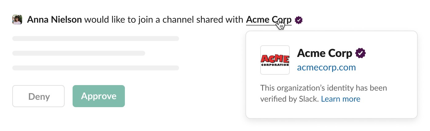 Verified organization in Slack.