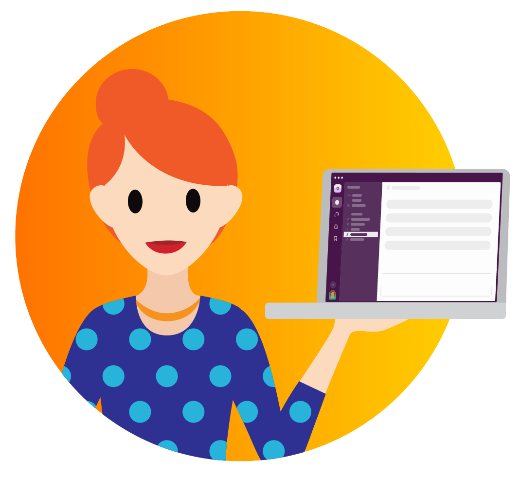 A Salesforcelandian looks happy and productive using the simplified layout in Slack.