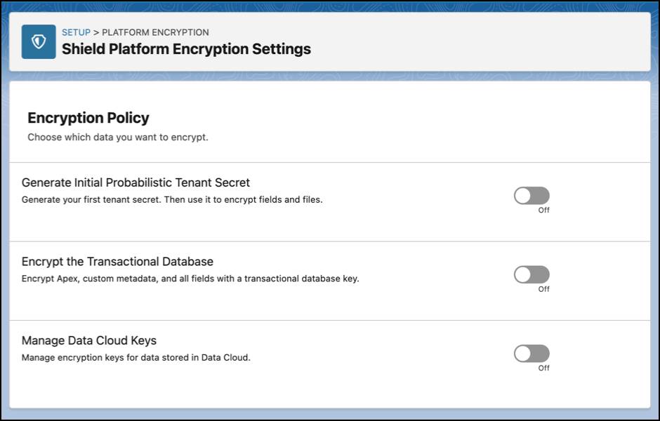 Encryption Settings page.