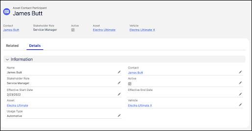 An example of an asset contact participant record.