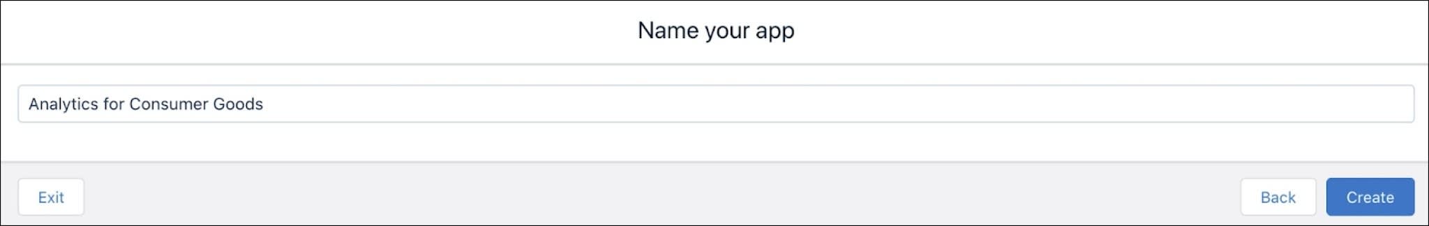 The Name your app page where you decide what you want to name your app.