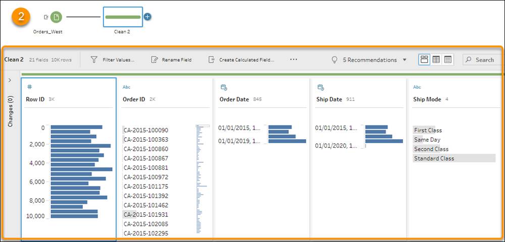 Selected input step in flow pane with profile card