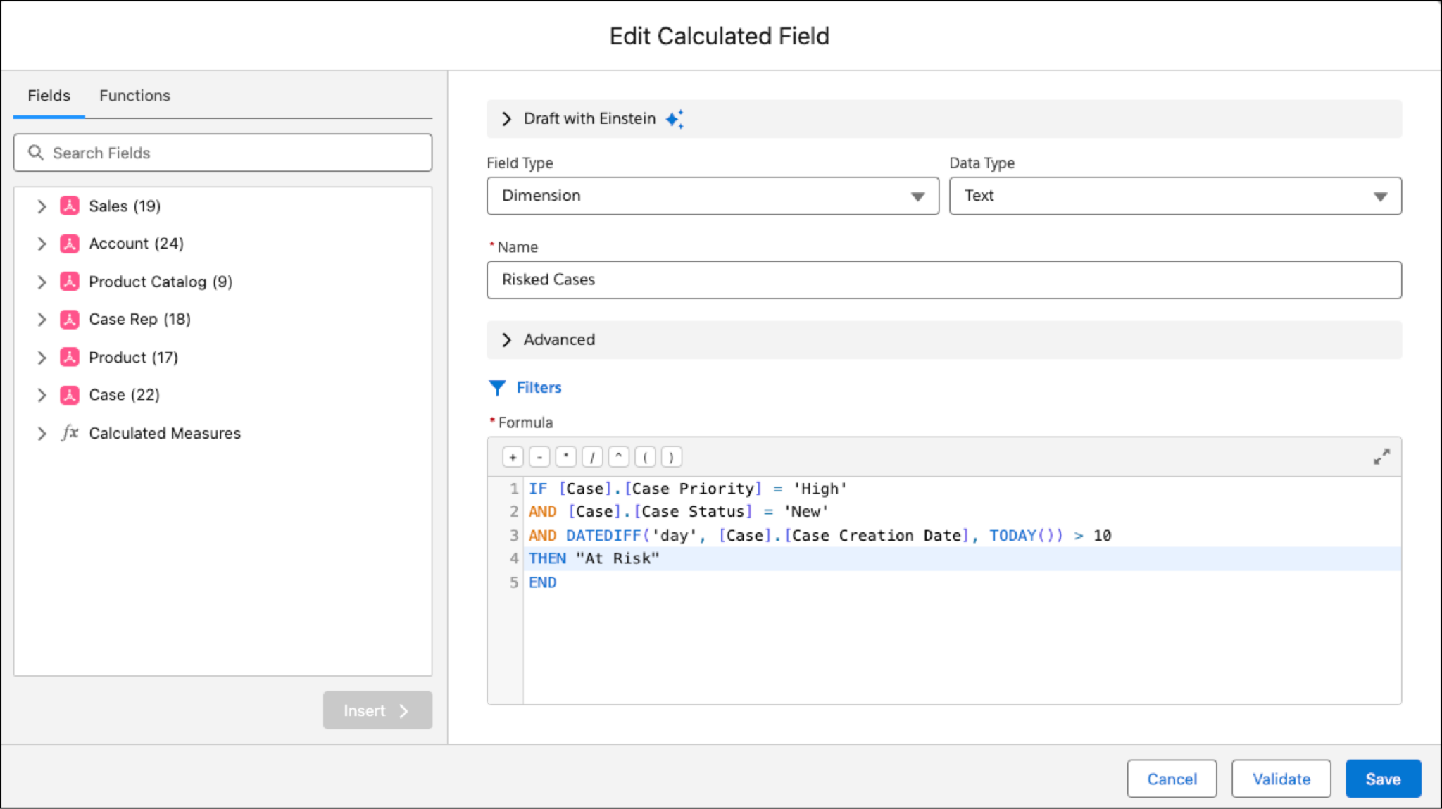 Create Calculated Field with example of syntax.