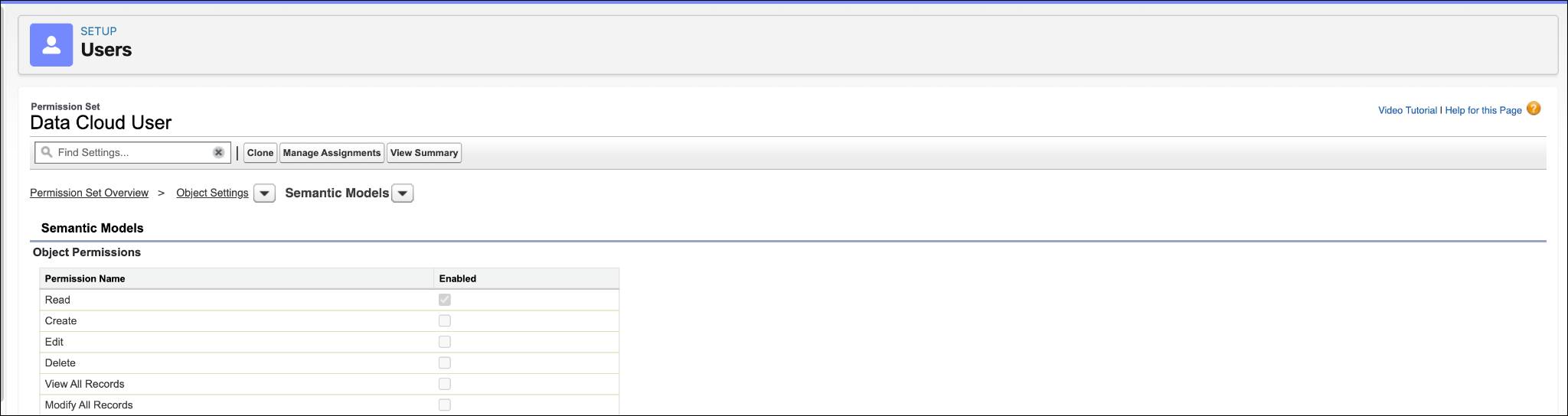 Data 360 User permission set with Semantic Models.
