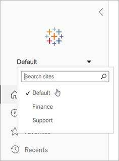 Tableau Server site picker dropdown