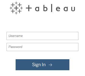 Página de inicio de sesión de Tableau Server