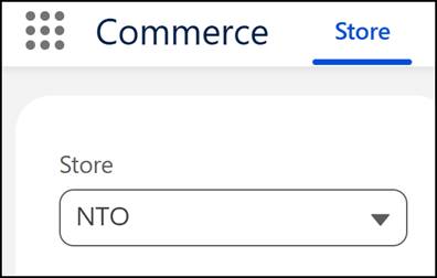 店舗として NTO が選択された Commerce。