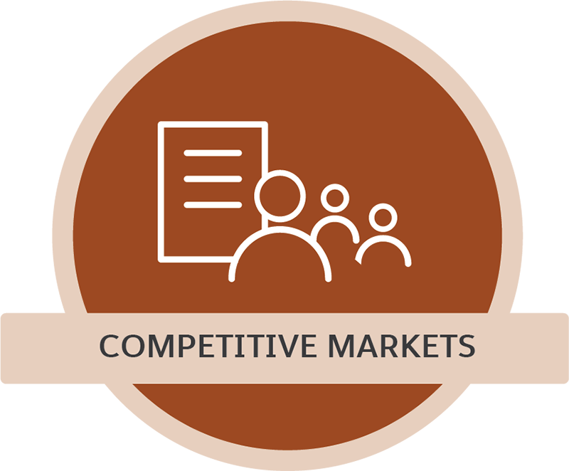 A document and people symbol representing competitive markets.