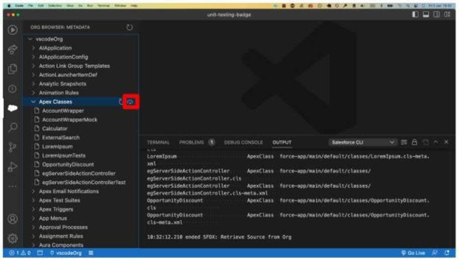 Org Browser から Apex クラスを取得