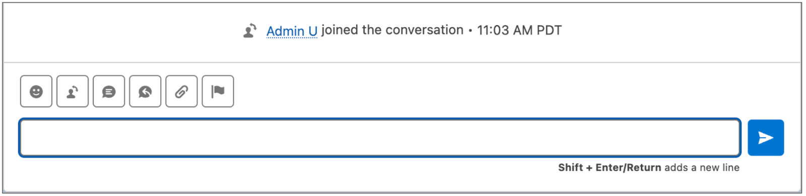 Message field and buttons in the Enhanced Conversation component.