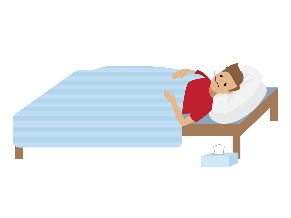 Person looking sick lying in bed