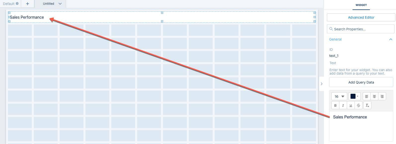 Propriétés du widget