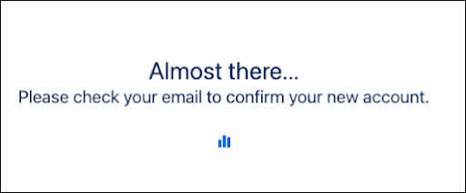 Bestätigungsmeldung mit der Aufforderung, den E-Mail-Posteingang zu prüfen