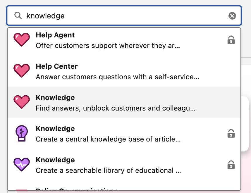 Hervorgehobenes Knowledge-Menüelement.