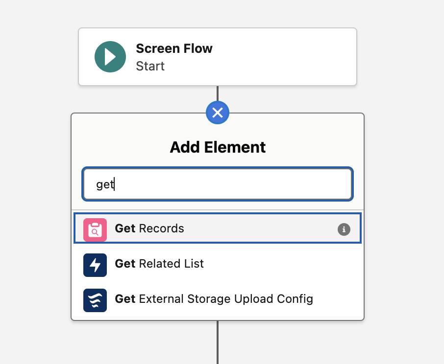 Get Records selected when adding an element.