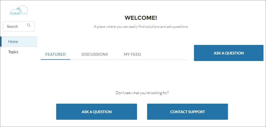 A community page with search and navigation on the left-hand sidebar.