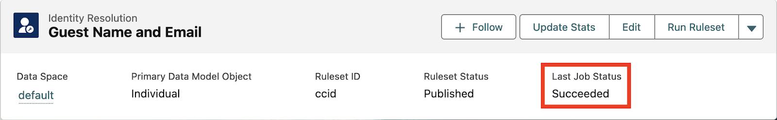 Encabezado de registro de Identity Resolution (Resolución de identidad).