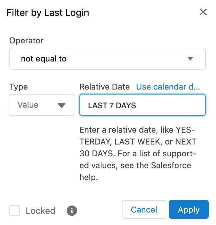 Filtro con data relativa