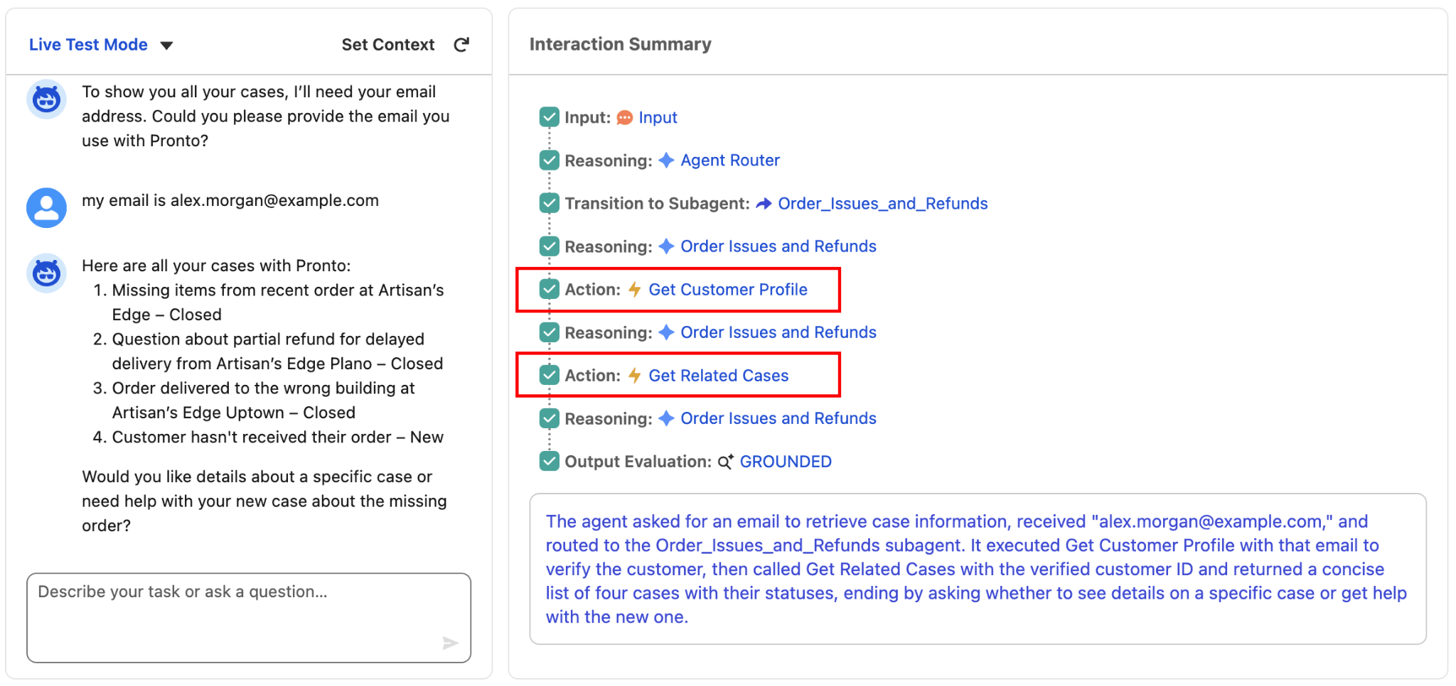 Interaction Summary（交互摘要）中突出显示的操作。
