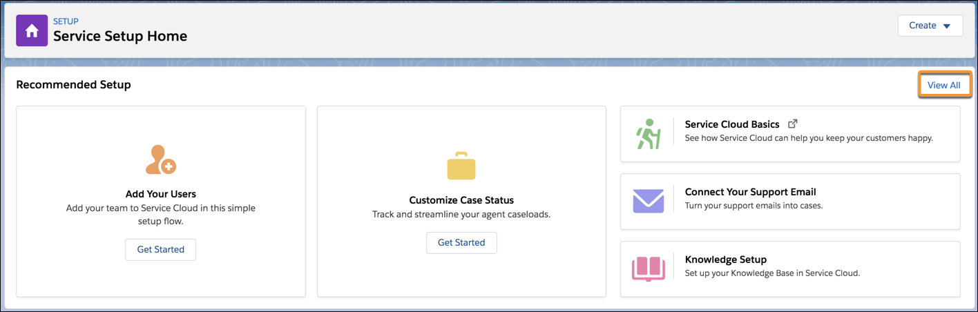 View All option in Service Setup.