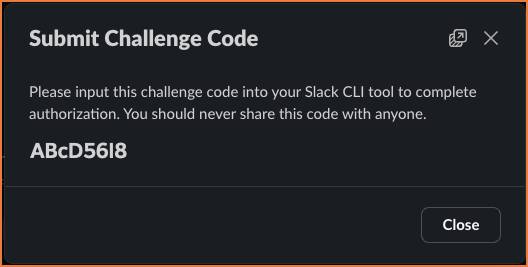 modal in Slack, Submit Challenge Code with an 8 character string