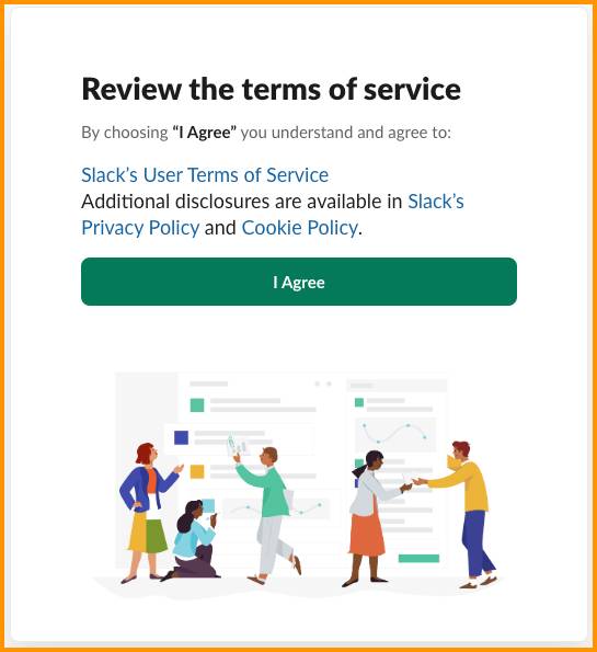 [Review the terms of service (利用規約を確認します)] モーダル