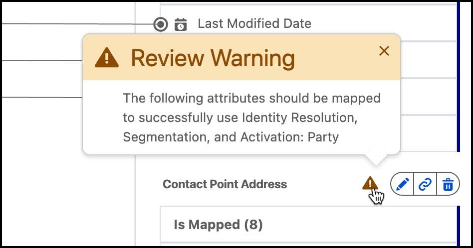 Review warning that a missing attribute needs to be mapped.