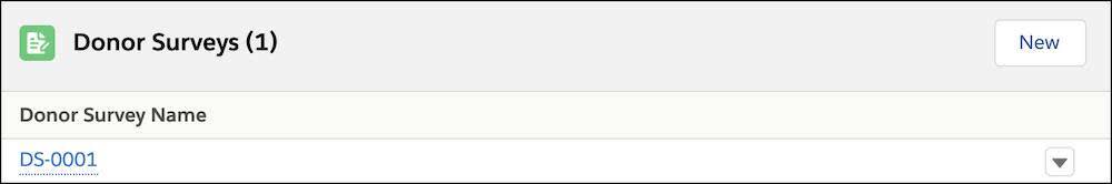 The Donor Surveys related list on a contact record