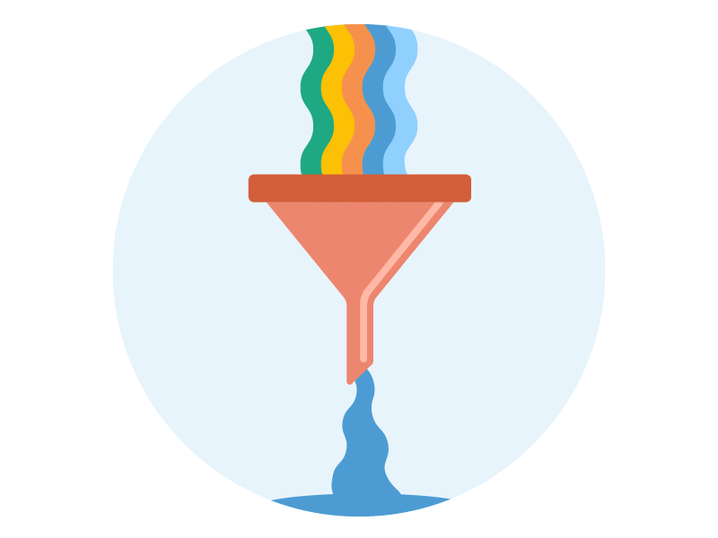 A funnel representing a filtered event stream.