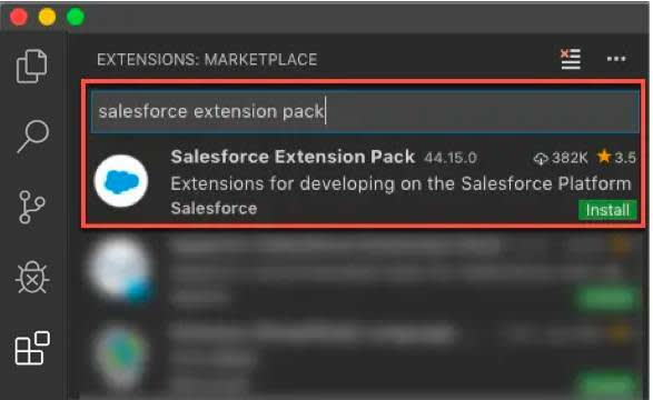 Instalação do Pacote de extensões do Salesforce para Visual Studio Code