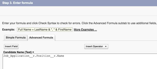 [Position Title (役職)] の数式が表示された [Advanced Formula (高度な数式)] タブ。
