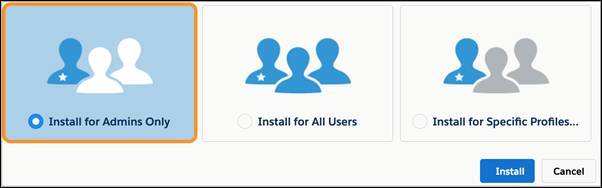 Install for Admins Only selected