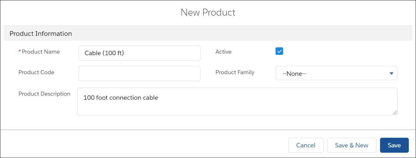 New Product page.