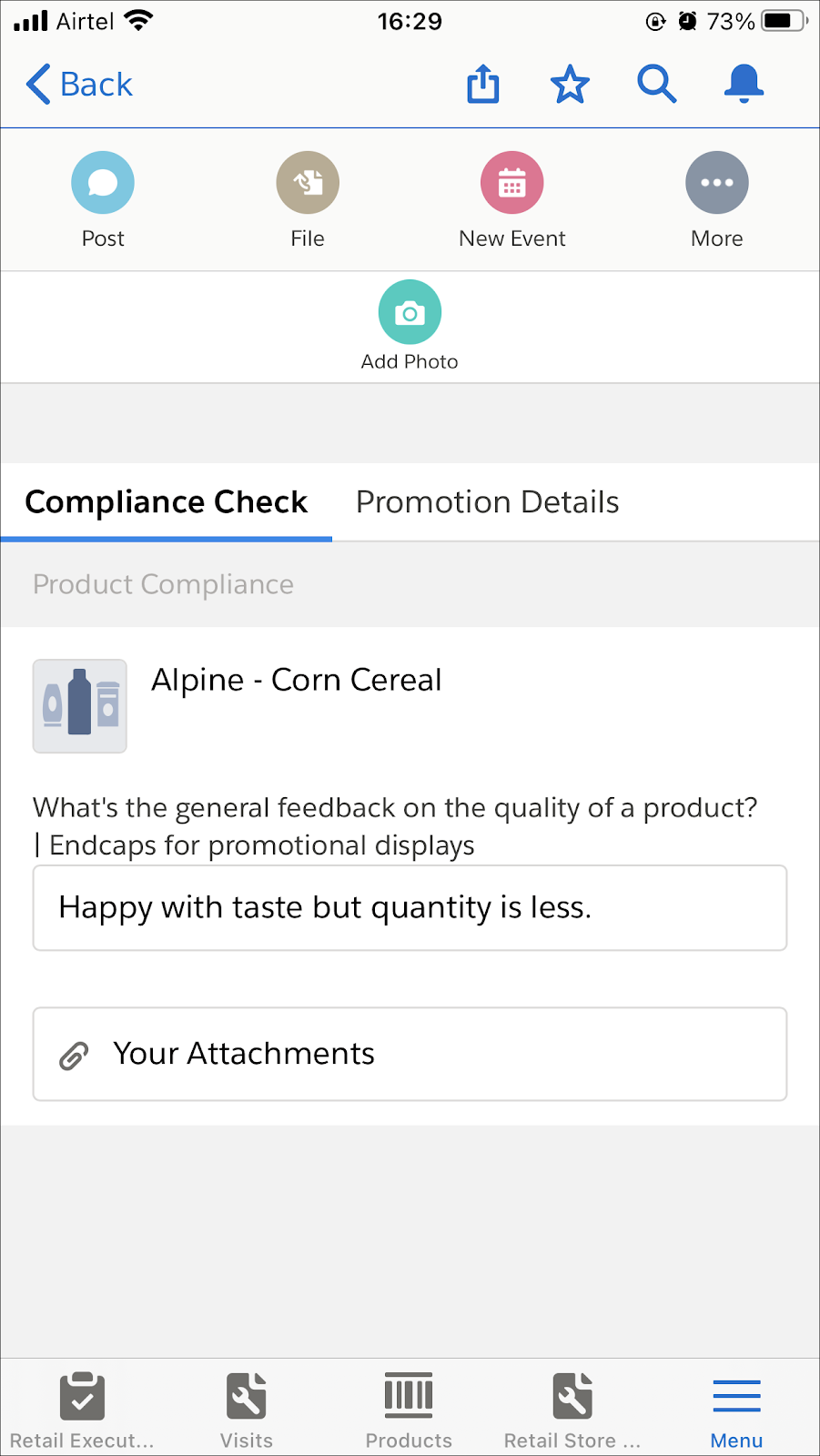 User input for the promotion compliance task.