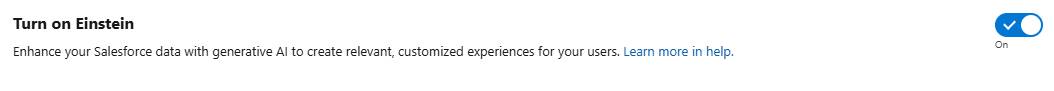 The Einstein Setup page has a toggle to turn on Einstein.