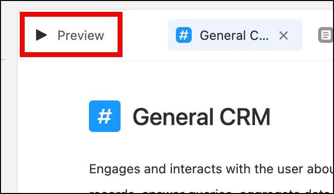 The Preview button within the new builder is hightlighted.