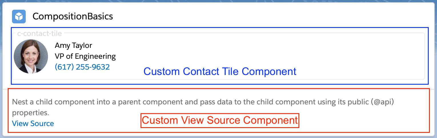 screenshot highlighting the two child components in the composition basics component