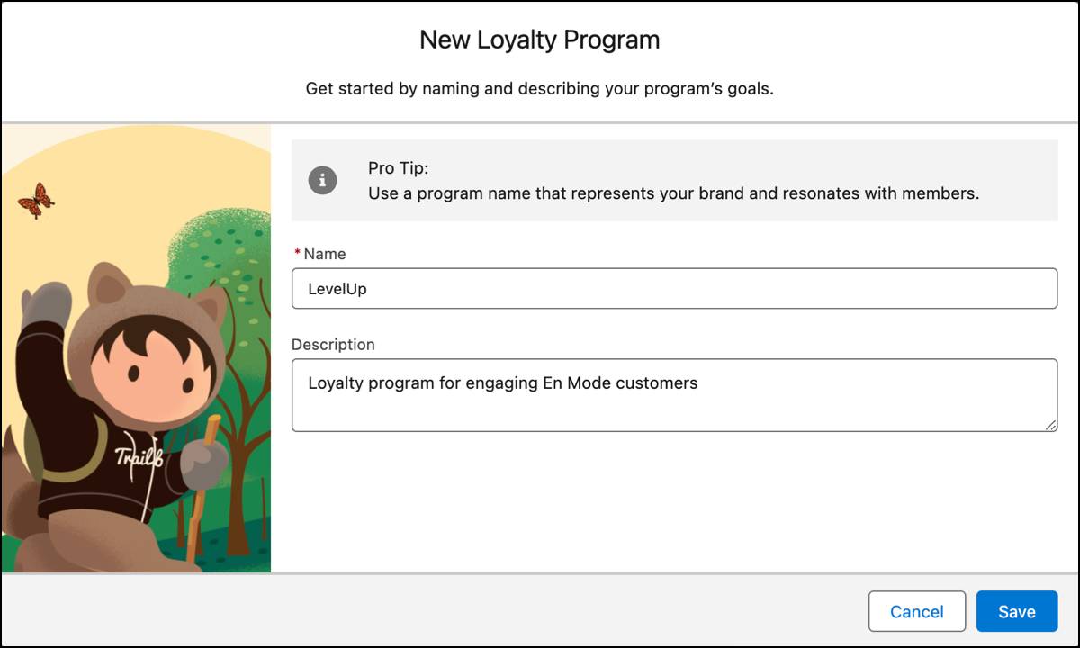 The New Loyalty Program window where you create a program.