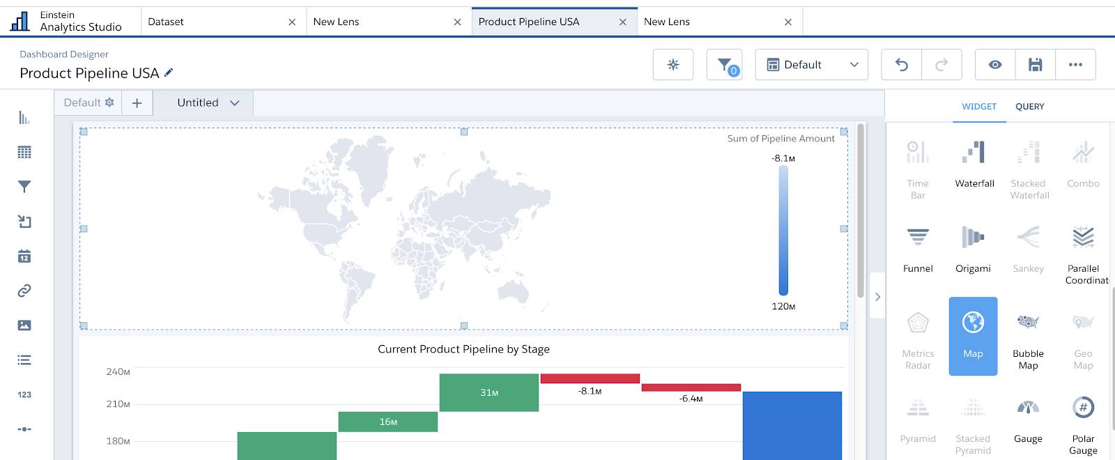 World map chart in dashboard designer