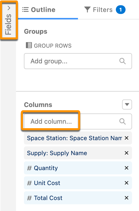 Add column highlighted option in the Fields section.