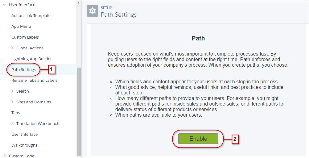 Enable Sales Path