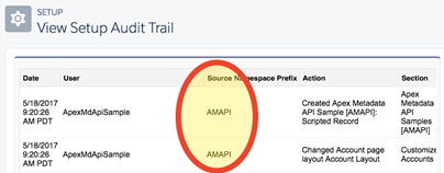 Screenshot of View Setup Audit Trail.