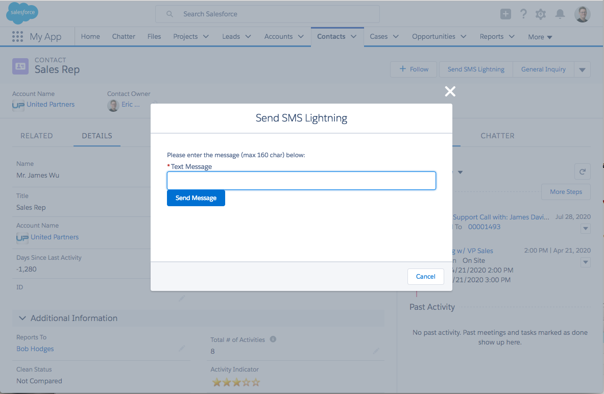 SMS Lightning action overlay