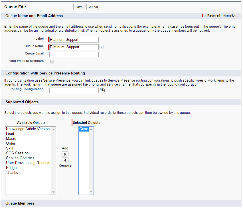 A screen shot of the case queue page.